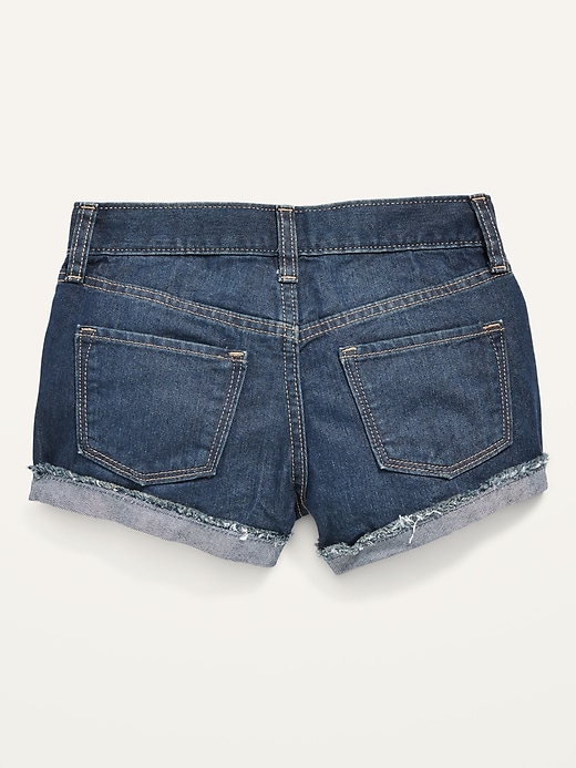 View large product image 2 of 2. Dark-Wash Non-Stretch Rolled-Cuff Cut-Off Jean Shorts for Girls