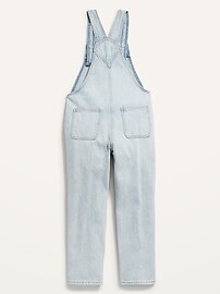 View large product image 3 of 3. Slouchy Straight Light-Wash Ripped Jean Overalls for Girls