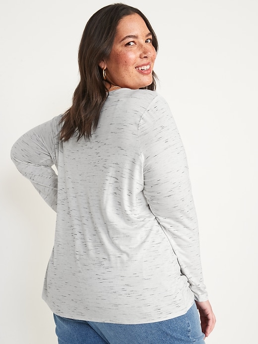 Luxe Long-Sleeve Crew-Neck Slub-Knit T-Shirt for Women | Old Navy