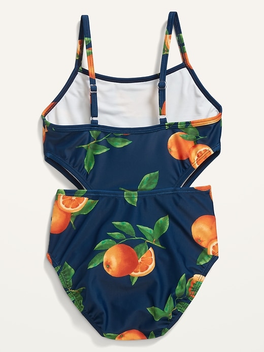 View large product image 2 of 3. Patterned Cut-Out-Waist One-Piece Swimsuit for Girls
