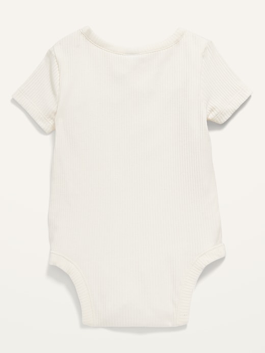 View large product image 2 of 2. Unisex Rib-Knit Henley Bodysuit for Baby