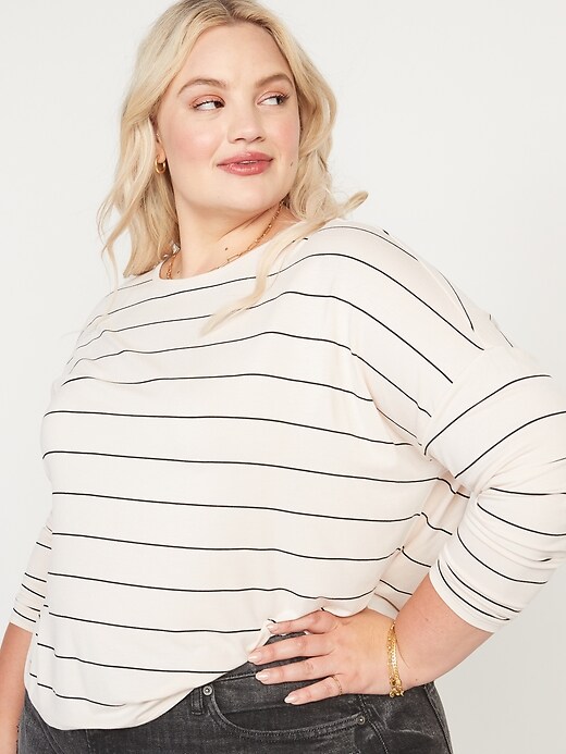 Image number 7 showing, Oversized Luxe Striped Long-Sleeve T-Shirt