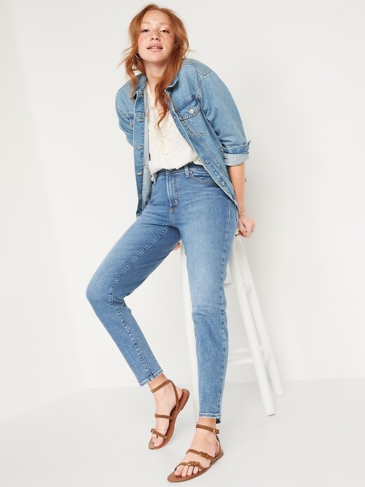 Image number 3 showing, High-Waisted O.G. Straight Medium-Wash Extra Stretch Jeans for Women