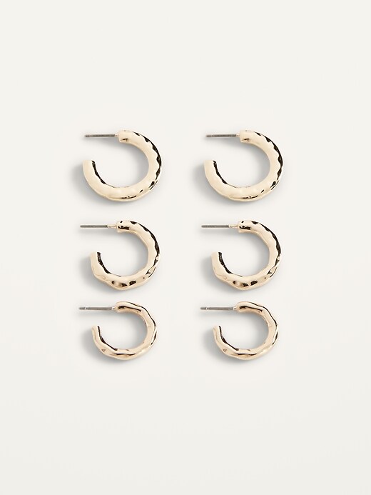 Old Navy Gold-Toned Hammered Hoop Earrings 3-Pack for Women. 1