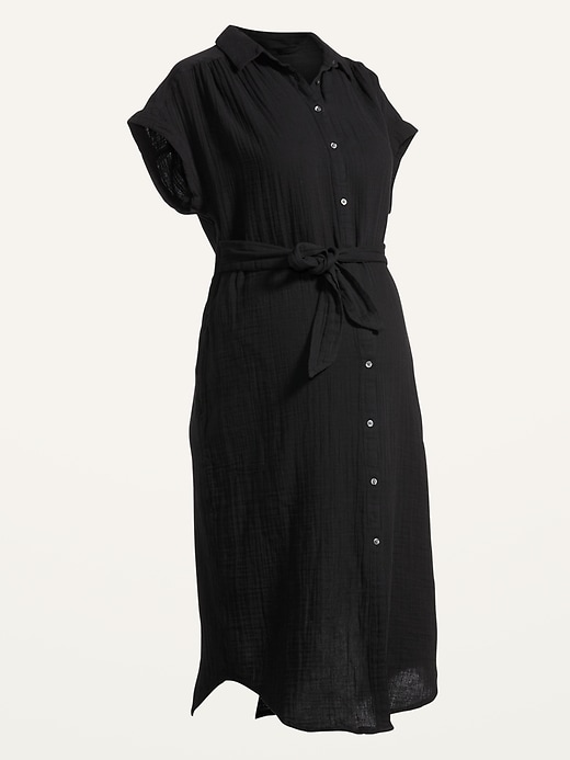 Image number 4 showing, Maternity Tie-Belt Button-Front Midi Dress