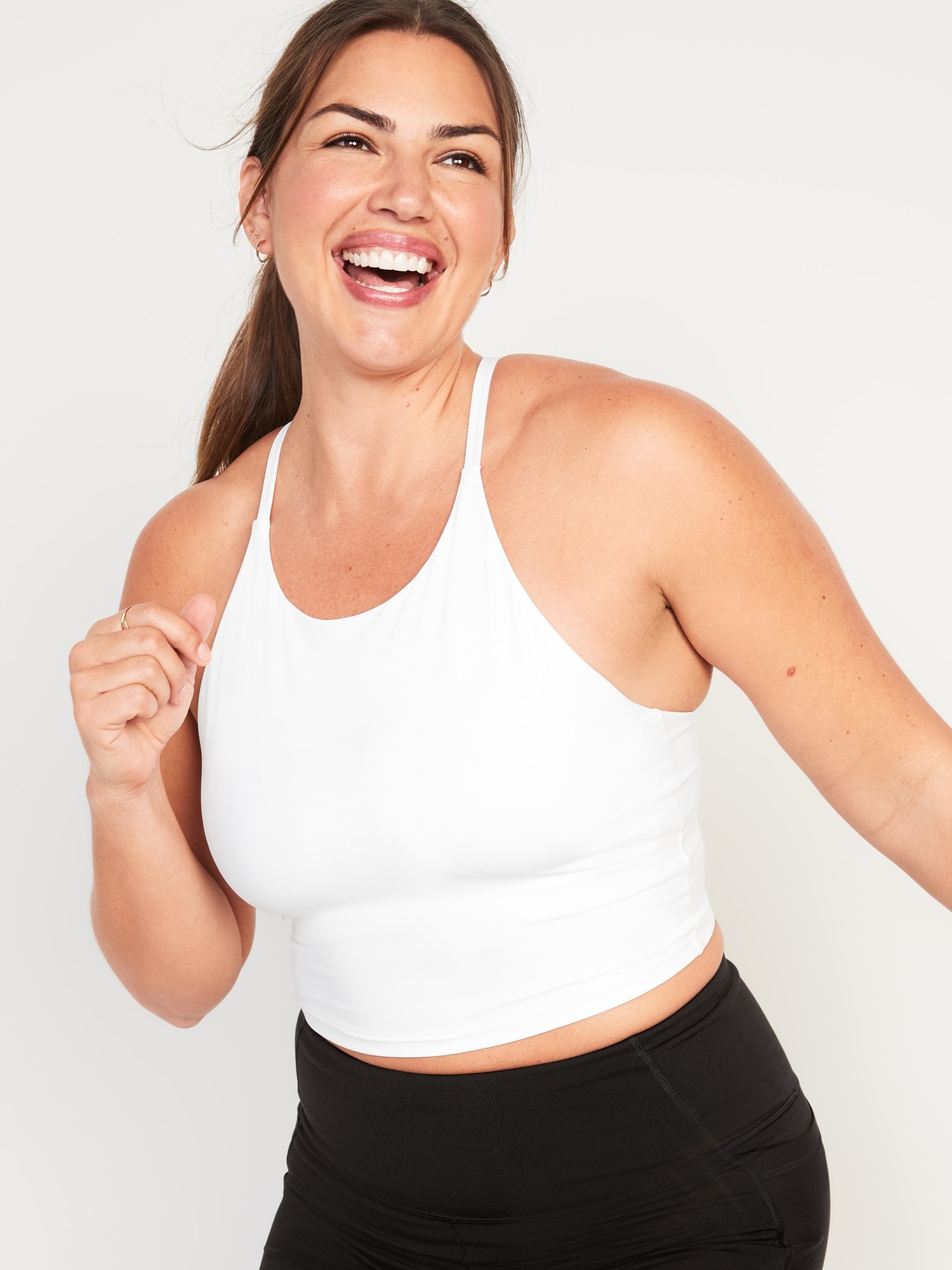 NWT Old Navy Light Support PowerSoft Longline Sports Black Bra Top