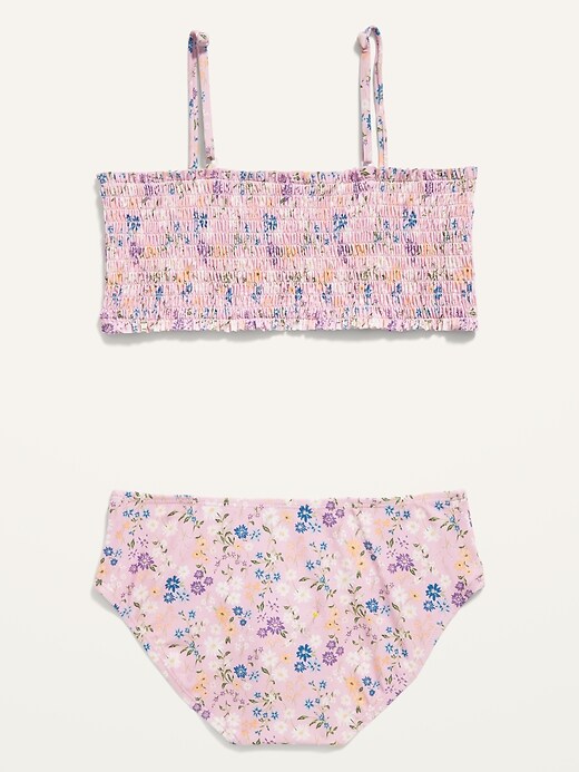 View large product image 2 of 2. Printed Smocked Bandeau Bikini Swim Set for Girls