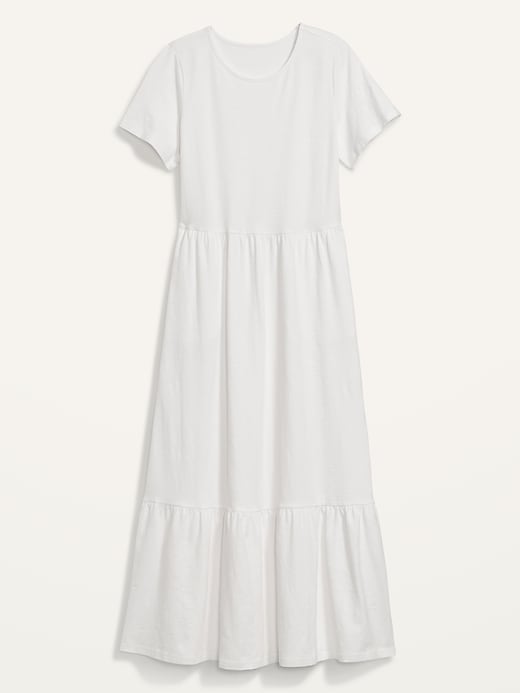 Image number 4 showing, Short-Sleeve Tiered Slub-Knit Midi Swing Dress for Women