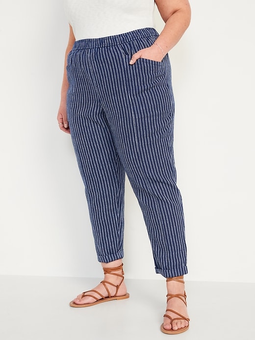 Image number 7 showing, High-Waisted Cropped Linen-Blend Pants