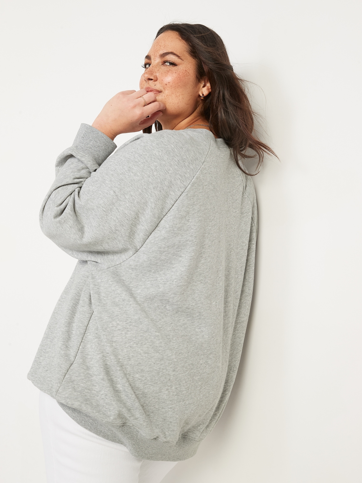 for French Sweatshirt Women Terry | Oversized Navy Old Tunic