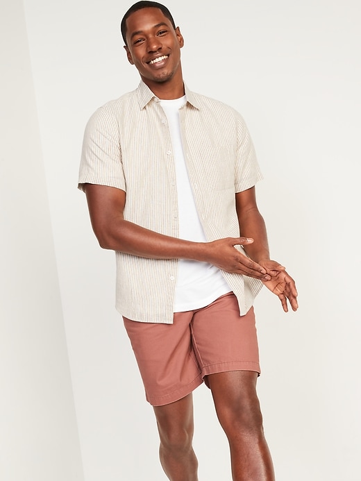 Image number 3 showing, Straight Lived-In Khaki Non-Stretch Shorts - 9-inch inseam