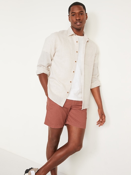 Image number 3 showing, Straight Lived-In Khaki Non-Stretch Shorts -- 7-inch inseam