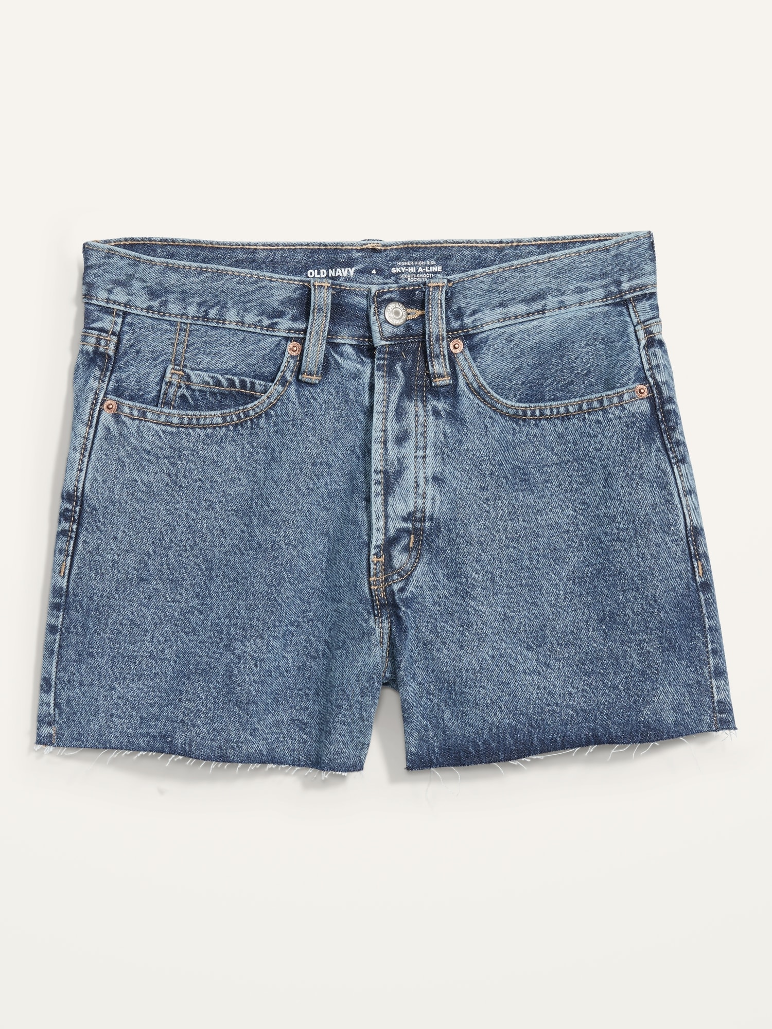 Higher High-Waisted Button-Fly Sky-Hi A-Line Cut-Off Non-Stretch Jean Shorts  for Women -- 3-inch inseam | Old Navy