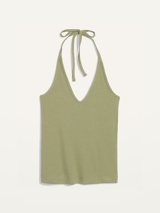 Image number 4 showing, Fitted Halter Rib-Knit Tank Top