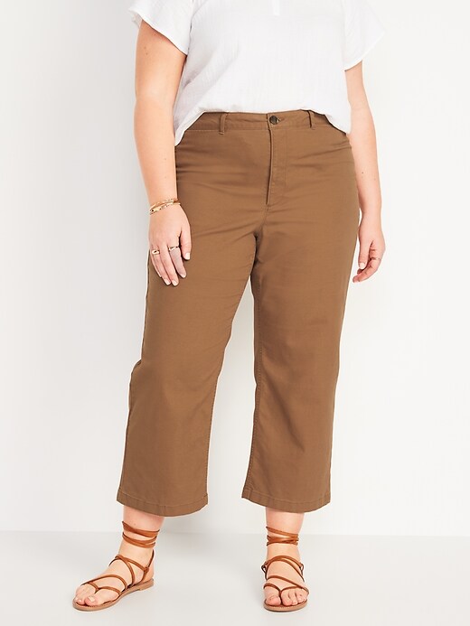 Image number 7 showing, High-Waisted Cropped Wide-Leg Pants for Women