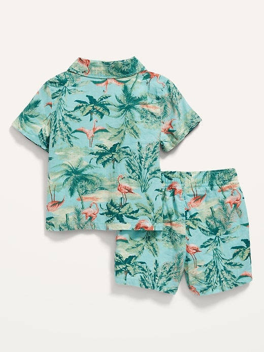 View large product image 2 of 3. Printed Linen-Blend Short-Sleeve Shirt and Shorts Set for Baby