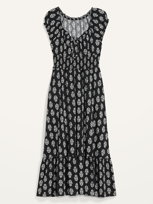 Image number 4 showing, Waist-Defined Short-Sleeve Printed Midi Dress for Women