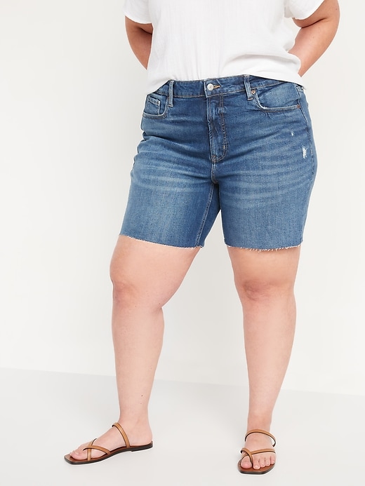 Image number 7 showing, High-Waisted OG Straight Cut-Off Jean Shorts -- 7-inch inseam
