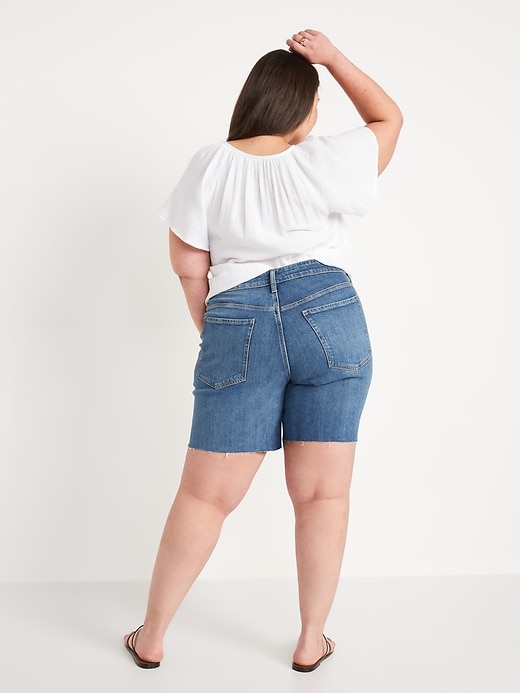 Image number 8 showing, High-Waisted OG Straight Cut-Off Jean Shorts -- 7-inch inseam