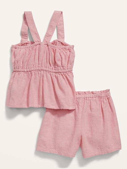 View large product image 2 of 2. Sleeveless Linen-Blend Peplum Top and Shorts Set for Baby