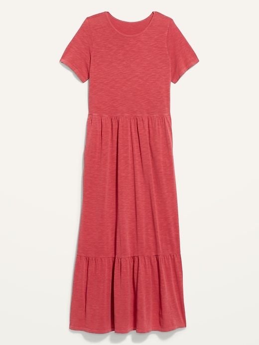 Short-Sleeve Slub-Knit Tiered Midi Swing Dress Short-Sleeve Slub-Knit Tiered Midi Swing Dress