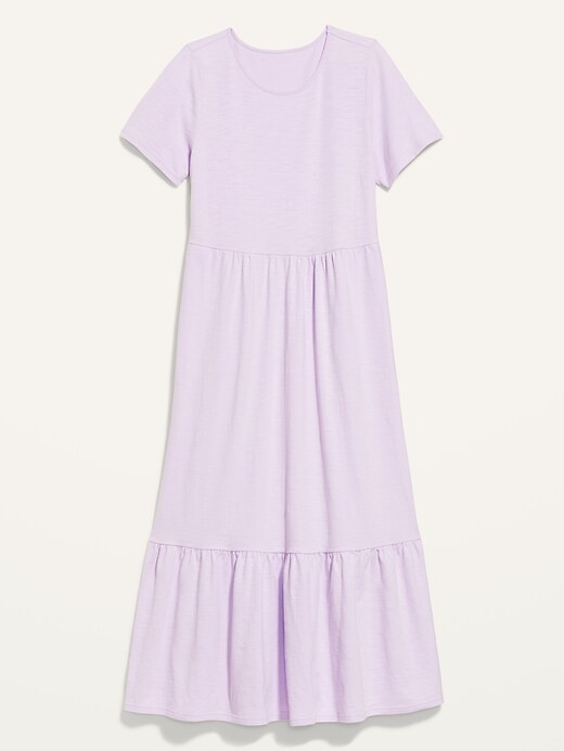 Image number 4 showing, Short-Sleeve Tiered Slub-Knit Midi Swing Dress for Women