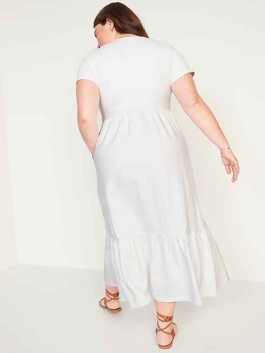 Image number 8 showing, Short-Sleeve Tiered Slub-Knit Midi Swing Dress for Women