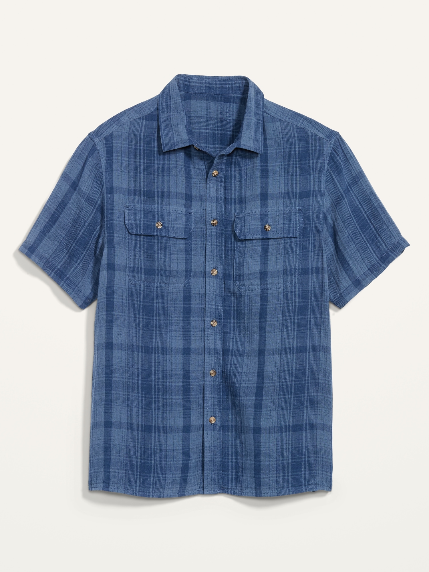 Matching Plaid Workwear-Pocket Short-Sleeve Shirt for Men | Old Navy