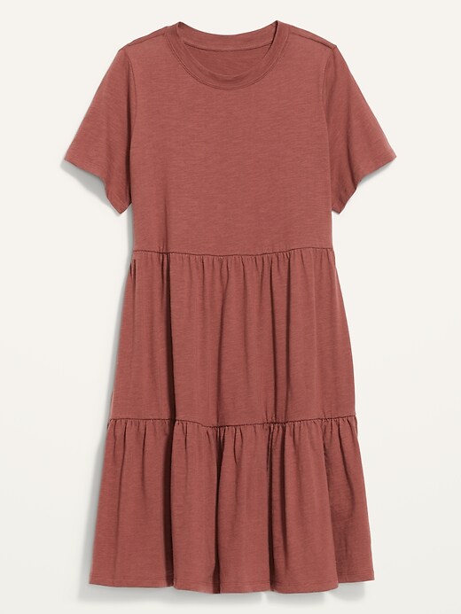 Short-Sleeve Tiered Slub-Knit Mini Swing Dress | Old Navy Short-Sleeve Tiered Slub-Knit Mini Swing Dress | Old Navy