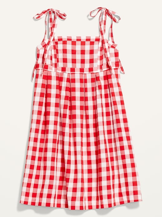 Image number 4 showing, Tie-Shoulder Gingham Mini Babydoll Swing Dress for Women