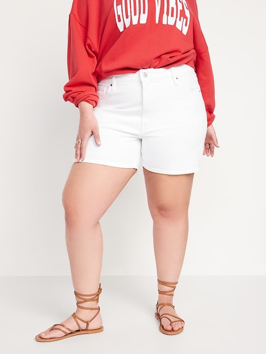 Image number 7 showing, High-Waisted OG Straight White Jean Shorts -- 5-inch inseam