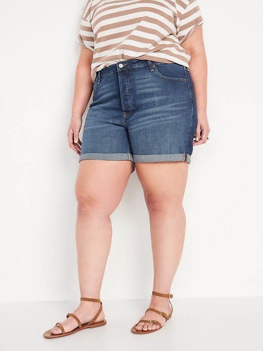 Image number 7 showing, High-Waisted Button-Fly O.G. Straight Jean Shorts for Women -- 5-inch inseam