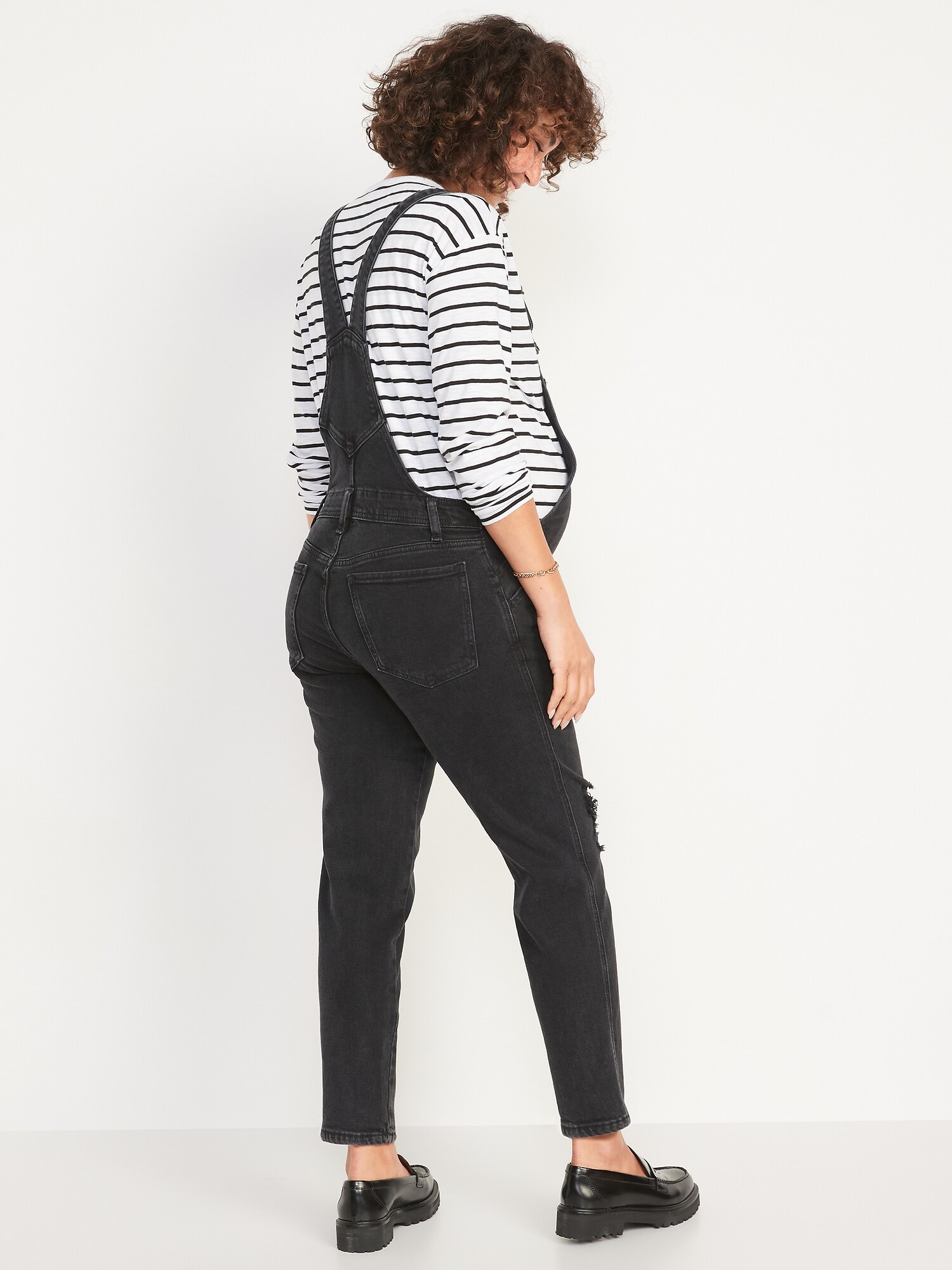 Женский комбинезон Old Navy Maternity Side-Panel OG Straight Jean Overalls, цвет: Чёрный — фото 2