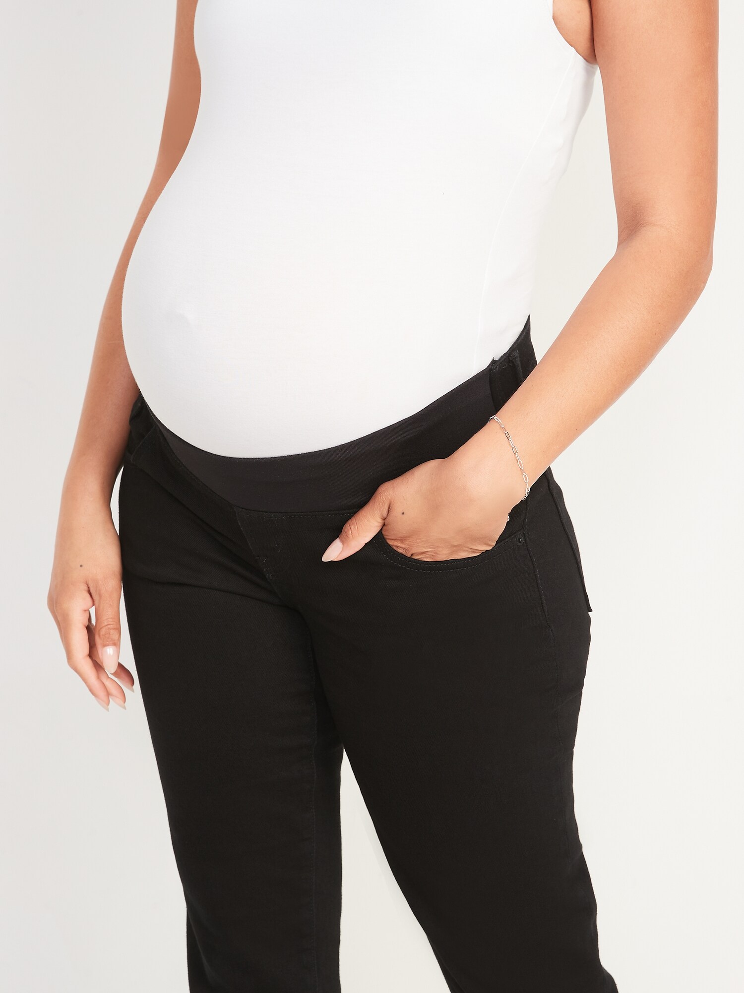 Женские джинсы Old Navy Maternity Front Low-Panel OG Straight, цвет: Чёрный — фото 5