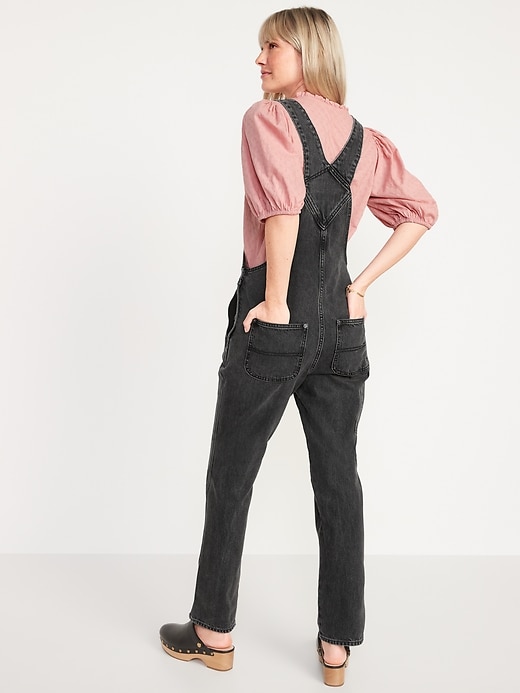 Image number 2 showing, Slouchy Straight Non-Stretch Black Workwear Jean Overalls