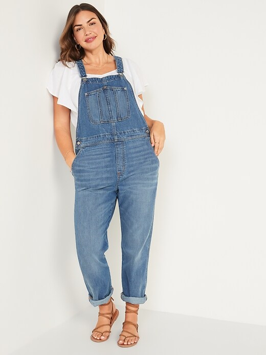 Image number 5 showing, Slouchy Straight Non-Stretch Jean Workwear Overalls for Women