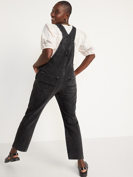 Image number 6 showing, Slouchy Straight Non-Stretch Black Workwear Jean Overalls