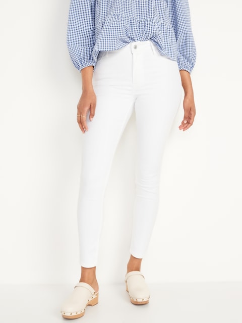 High-Waisted Wow Super-Skinny Ankle Jeans - White Lilies