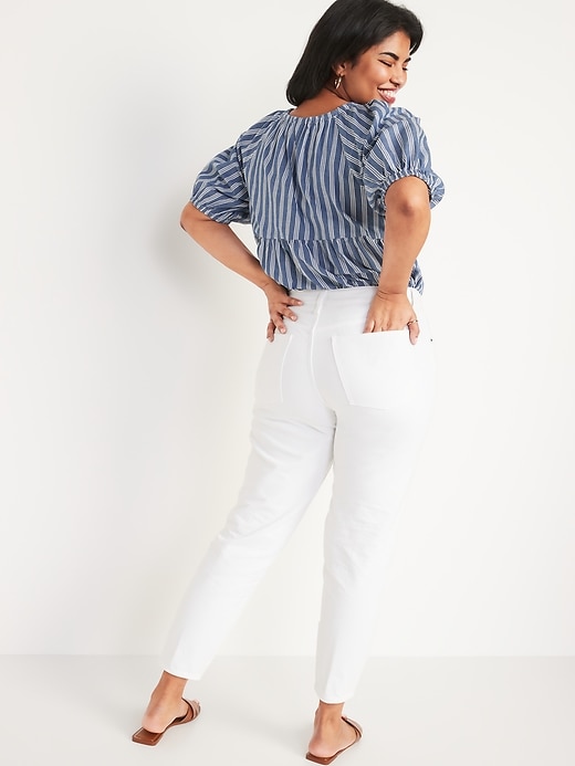 Image number 6 showing, Mid-Rise Button-Fly Slouchy Straight Cropped Non-Stretch Tapered Jeans for Women
