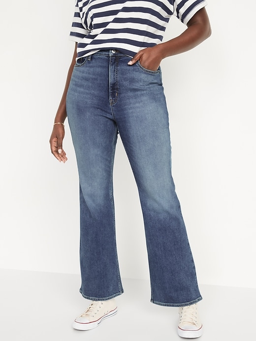 Higher High-Waisted Dark-Wash Flare Jeans for Women | Old Navy