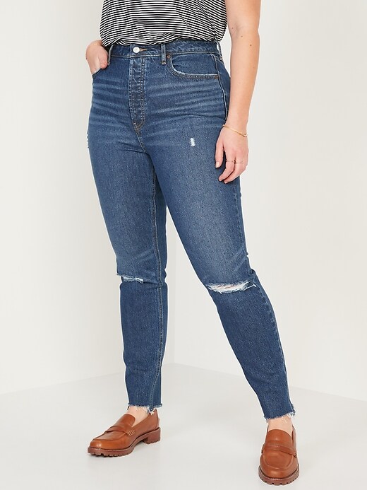 Image number 5 showing, Extra High-Waisted Button-Fly Ripped Pop Icon Skinny Jeans for Women