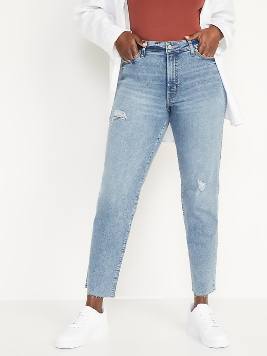 Image number 5 showing, High-Waisted O.G. Straight Extra Stretch Ripped Cut-Off Jeans for Women