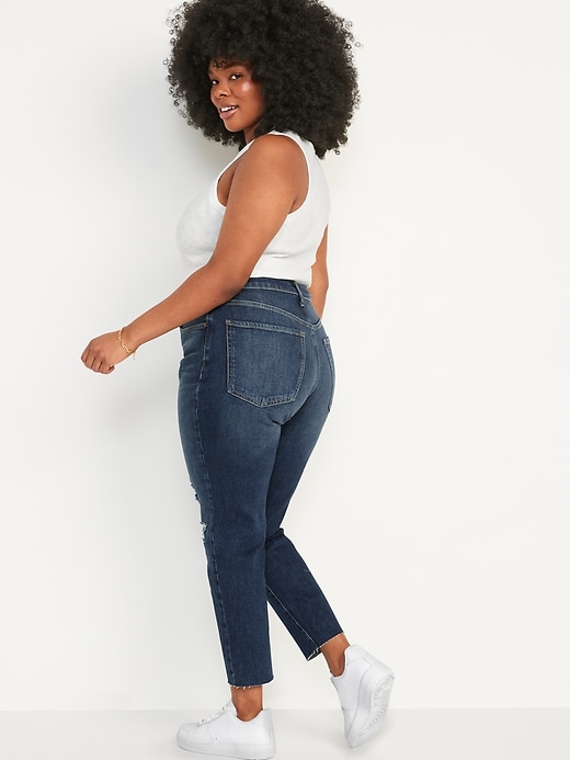 Image number 6 showing, Curvy High-Waisted OG Straight Ripped Cut-Off Jeans