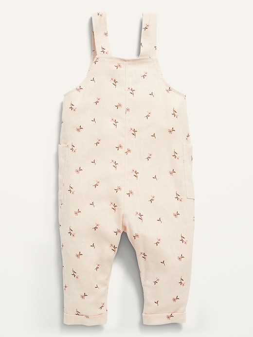 View large product image 2 of 3. Sleeveless Floral-Print Linen-Blend Jumpsuit for Baby