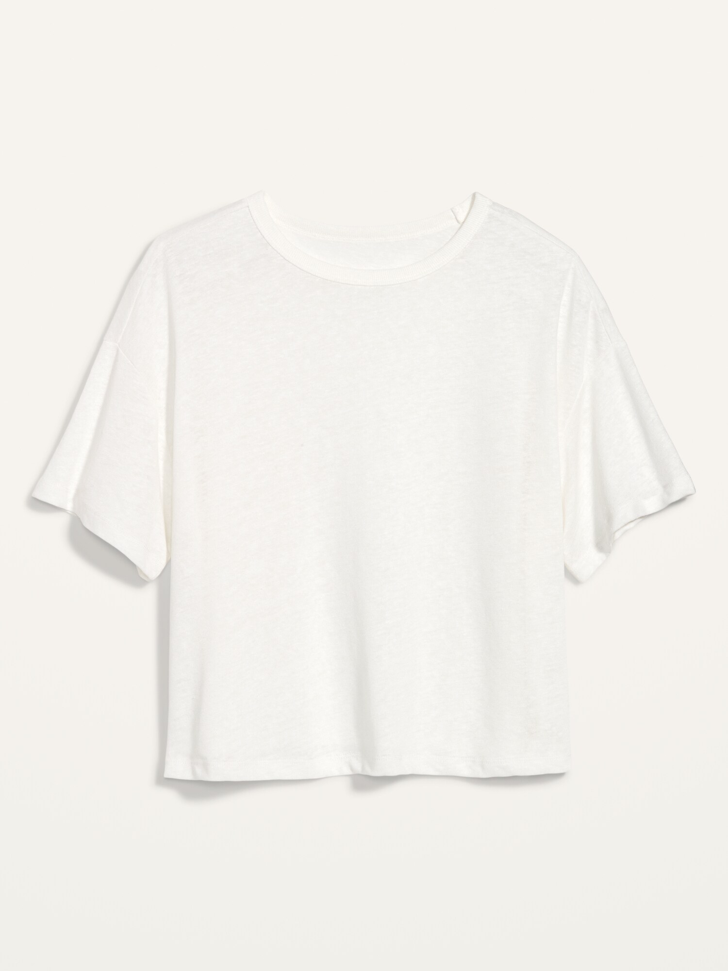 Elbow-Sleeve Oversized Linen-Blend T-Shirt | Old Navy