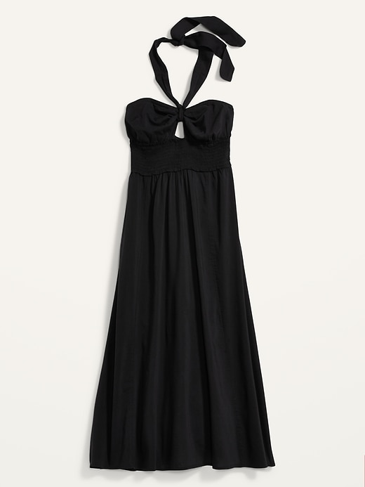 Image number 4 showing, Fit & Flare Smocked Twist-Front Halter Maxi Dress