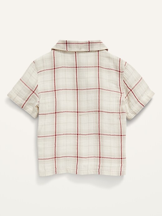 View large product image 2 of 3. Matching Plaid Workwear-Pocket Camp Shirt for Toddler Boys