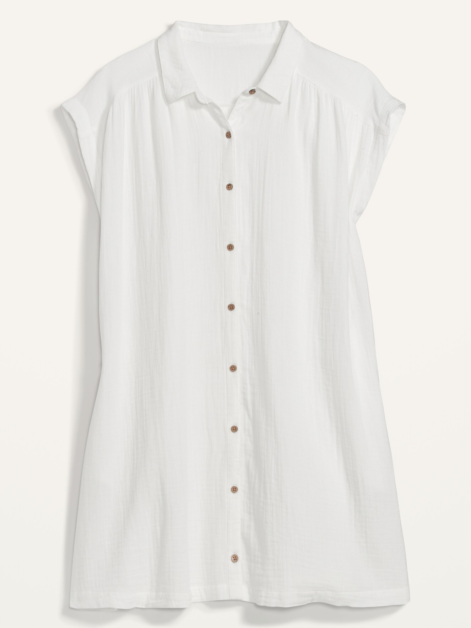 Short-Sleeve Double-Weave Mini Swing Shirt Dress | Old Navy