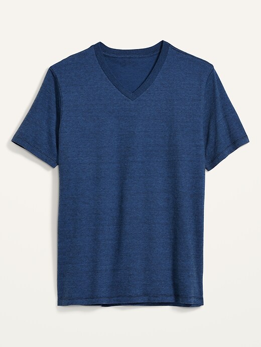 Image number 4 showing, Soft-Washed Micro-Stripe V-Neck T-Shirt for Men