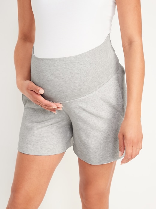 Image number 8 showing, Maternity Foldover-Waist French Terry Shorts -- 6-inch inseam